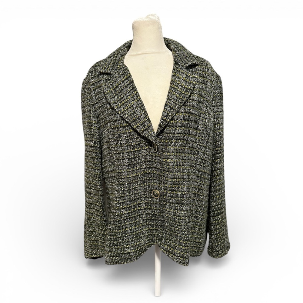 Coldwater Creek Women's Tweed Jacket green, Gray size 14